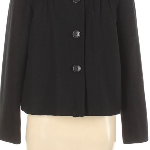 Banana Republic sz M black wool blend button up lined collared dress jacket coat - Picture 7 of 14